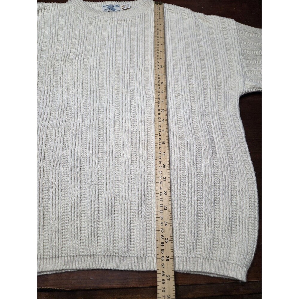 Hampton Bay Trading Co Vintage Sweater Large Cream White Ribbed Knit Cotton USA - Picture 5 of 5